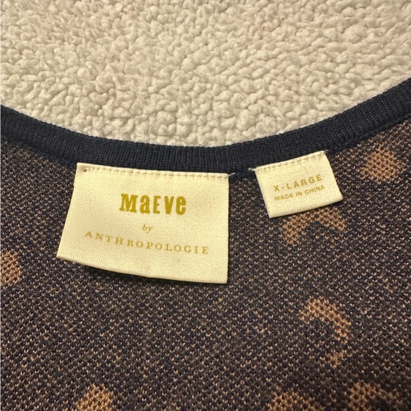 Maeve By Anthropologie Blue Leopard Mini Shift Pullover Sweater Dress - Picture 9 of 12